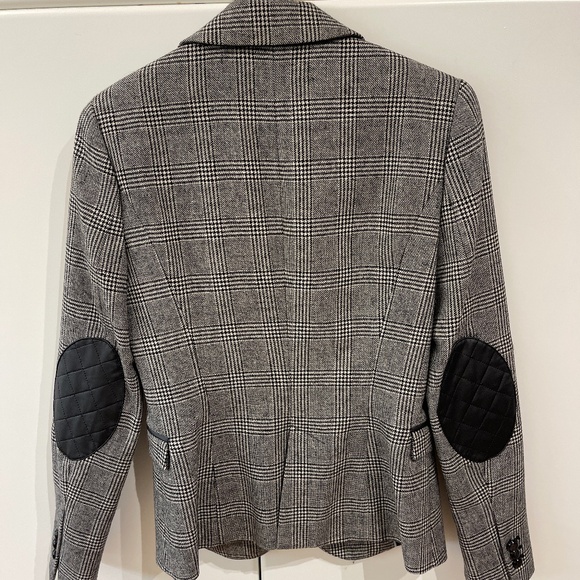 Black and white houndstooth blazer faux leather detail and elbow pads XS - AS IS - Picture 4 of 6